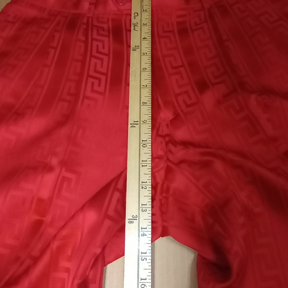 Satin Greek Key Pattern Filly Lined Metallic Red Men's Pants Size 36R - Picture 8 of 11